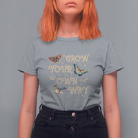 Aesthetic Dark Academia Moth Design Grow Your Own Way Mystical Luna Moth Cecropia Moth Celestial T-Shirt for Women, Moth Sprituality T Shirt For Women - Wonder Print Shop