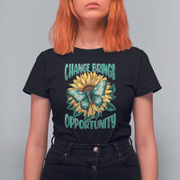 Botanical Sunflower Change Brings Opportunity Actias Luna Moth T-Shirt for Women, Moth Spirituality for Insect Lover T Shirt For Women - Wonder Print Shop