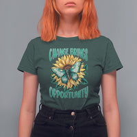 Botanical Sunflower Change Brings Opportunity Actias Luna Moth T-Shirt for Women, Moth Spirituality for Insect Lover T Shirt For Women - Wonder Print Shop