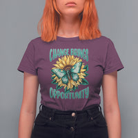 Botanical Sunflower Change Brings Opportunity Actias Luna Moth T-Shirt for Women, Moth Spirituality for Insect Lover T Shirt For Women - Wonder Print Shop