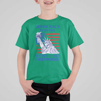 Funny Democracy Is Dying But Hey Nice Fireworks T Shirt For Kid Statue of Liberty Patriotic 4th of July American Flag