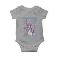 Funny Democracy Is Dying But Hey Nice Fireworks Baby Onesie Statue of Liberty Red and White Patriotic 4th of July