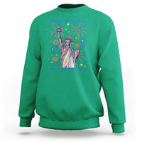 Funny Democracy Is Dying But Hey Nice Fireworks Sweatshirt Statue of Liberty Red and White Patriotic 4th of July