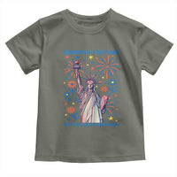 Funny Democracy Is Dying But Hey Nice Fireworks Toddler T Shirt Statue of Liberty Red and White Patriotic 4th of July