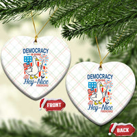 Funny Patriotic Duck Holding Firework Ceramic Ornament Funny Democracy Is Dying But Hey Nice Fireworks 4th Of July - Wonder Print Shop