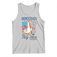 Funny Patriotic Duck Holding Firework Tank Top Funny Democracy Is Dying But Hey Nice Fireworks 4th Of July
