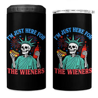 Funny Skeleton Lady Liberty 4 in 1 Can Cooler Tumbler I'm Just Here For The Wieners 4th Of July Hot Dog - Wonder Print Shop
