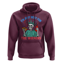 Funny Skeleton Lady Liberty Hoodie I'm Just Here For The Wieners 4th Of July Hot Dog - Wonder Print Shop