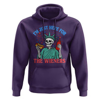 Funny Skeleton Lady Liberty Hoodie I'm Just Here For The Wieners 4th Of July Hot Dog - Wonder Print Shop
