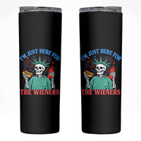 Funny Skeleton Lady Liberty Skinny Tumbler I'm Just Here For The Wieners 4th Of July Hot Dog - Wonder Print Shop