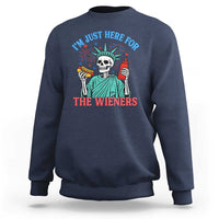 Funny Skeleton Lady Liberty Sweatshirt I'm Just Here For The Wieners 4th Of July Hot Dog - Wonder Print Shop