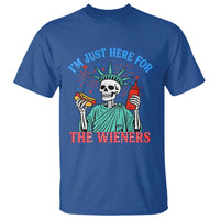 Funny Skeleton Lady Liberty T Shirt I'm Just Here For The Wieners 4th Of July Hot Dog - Wonder Print Shop