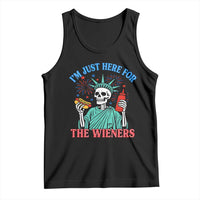 Funny Skeleton Lady Liberty Tank Top I'm Just Here For The Wieners 4th Of July Hot Dog - Wonder Print Shop