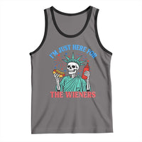 Funny Skeleton Lady Liberty Tank Top I'm Just Here For The Wieners 4th Of July Hot Dog - Wonder Print Shop