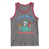 Funny Skeleton Lady Liberty Tank Top I'm Just Here For The Wieners 4th Of July Hot Dog - Wonder Print Shop