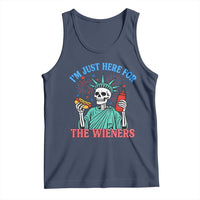 Funny Skeleton Lady Liberty Tank Top I'm Just Here For The Wieners 4th Of July Hot Dog - Wonder Print Shop