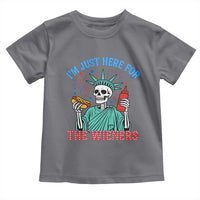 Funny Skeleton Lady Liberty Toddler T Shirt I'm Just Here For The Wieners 4th Of July Hot Dog - Wonder Print Shop