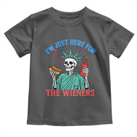 Funny Skeleton Lady Liberty Toddler T Shirt I'm Just Here For The Wieners 4th Of July Hot Dog - Wonder Print Shop