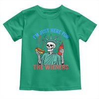 Funny Skeleton Lady Liberty Toddler T Shirt I'm Just Here For The Wieners 4th Of July Hot Dog - Wonder Print Shop