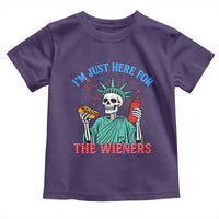 Funny Skeleton Lady Liberty Toddler T Shirt I'm Just Here For The Wieners 4th Of July Hot Dog - Wonder Print Shop