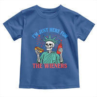 Funny Skeleton Lady Liberty Toddler T Shirt I'm Just Here For The Wieners 4th Of July Hot Dog - Wonder Print Shop