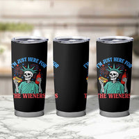 Funny Skeleton Lady Liberty Tumbler Cup I'm Just Here For The Wieners 4th Of July Hot Dog - Wonder Print Shop