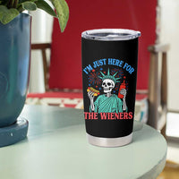 Funny Skeleton Lady Liberty Tumbler Cup I'm Just Here For The Wieners 4th Of July Hot Dog - Wonder Print Shop