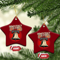 Retro 4th of July Liberty Bell Ceramic Ornament Democracy Is Dying But Hey Nice Fireworks Political Satire - Wonder Print Shop