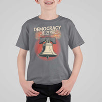 Retro 4th of July Liberty Bell T Shirt For Kid Democracy Is Dying But Hey Nice Fireworks Political Satire - Wonder Print Shop