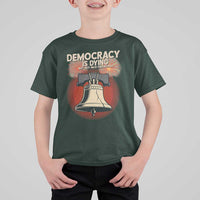 Retro 4th of July Liberty Bell T Shirt For Kid Democracy Is Dying But Hey Nice Fireworks Political Satire - Wonder Print Shop