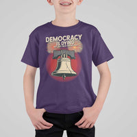 Retro 4th of July Liberty Bell T Shirt For Kid Democracy Is Dying But Hey Nice Fireworks Political Satire - Wonder Print Shop