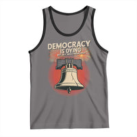 Retro 4th of July Liberty Bell Tank Top Democracy Is Dying But Hey Nice Fireworks Political Satire - Wonder Print Shop