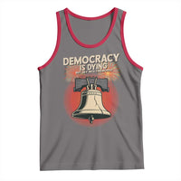 Retro 4th of July Liberty Bell Tank Top Democracy Is Dying But Hey Nice Fireworks Political Satire - Wonder Print Shop
