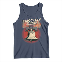 Retro 4th of July Liberty Bell Tank Top Democracy Is Dying But Hey Nice Fireworks Political Satire - Wonder Print Shop