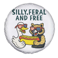Silly Feral and Free Spare Tire Cover Funny Goose and Raccoon 4th of July Patriotic - Wonder Print Shop