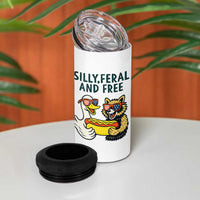 Silly Feral and Free 4 in 1 Can Cooler Tumbler Funny Goose and Raccoon 4th of July Patriotic - Wonder Print Shop