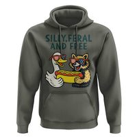 Silly Feral and Free Hoodie Funny Goose and Raccoon 4th of July Patriotic - Wonder Print Shop
