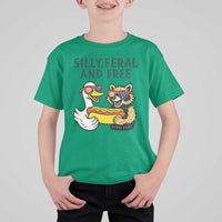 Silly Feral and Free T Shirt For Kid Funny Goose and Raccoon 4th of July Patriotic - Wonder Print Shop