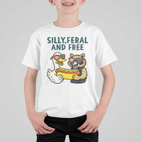 Silly Feral and Free T Shirt For Kid Funny Goose and Raccoon 4th of July Patriotic - Wonder Print Shop