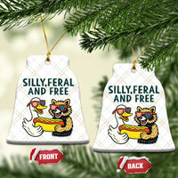 Silly Feral and Free Ceramic Ornament Funny Goose and Raccoon 4th of July Patriotic - Wonder Print Shop