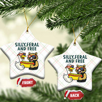 Silly Feral and Free Ceramic Ornament Funny Goose and Raccoon 4th of July Patriotic - Wonder Print Shop