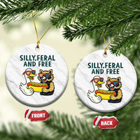 Silly Feral and Free Ceramic Ornament Funny Goose and Raccoon 4th of July Patriotic - Wonder Print Shop