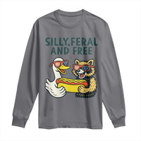 Silly Feral and Free Long Sleeve Shirt Funny Goose and Raccoon 4th of July Patriotic - Wonder Print Shop