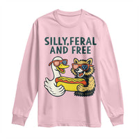 Silly Feral and Free Long Sleeve Shirt Funny Goose and Raccoon 4th of July Patriotic - Wonder Print Shop