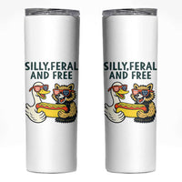 Silly Feral and Free Skinny Tumbler Funny Goose and Raccoon 4th of July Patriotic - Wonder Print Shop