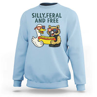 Silly Feral and Free Sweatshirt Funny Goose and Raccoon 4th of July Patriotic - Wonder Print Shop