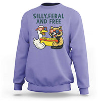 Silly Feral and Free Sweatshirt Funny Goose and Raccoon 4th of July Patriotic - Wonder Print Shop