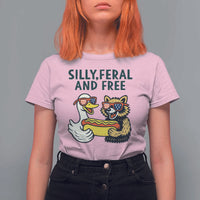 Silly Feral and Free T Shirt For Women Funny Goose and Raccoon 4th of July Patriotic - Wonder Print Shop