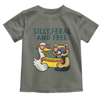 Silly Feral and Free Toddler T Shirt Funny Goose and Raccoon 4th of July Patriotic - Wonder Print Shop
