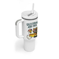 Silly Feral and Free Tumbler With Handle Funny Goose and Raccoon 4th of July Patriotic - Wonder Print Shop